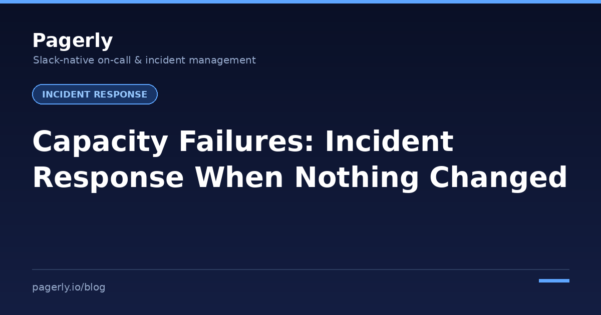 Pagerly blog cover reading Capacity Failures: Incident Response When Nothing Changed