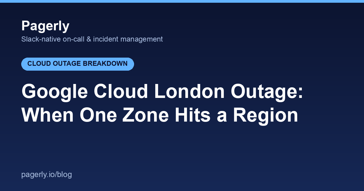 Pagerly blog cover: Google Cloud London Outage: When One Zone Hits a Region