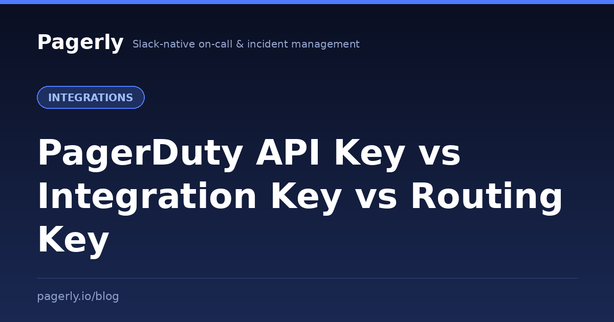 Comparison of PagerDuty API key, integration key and routing key
