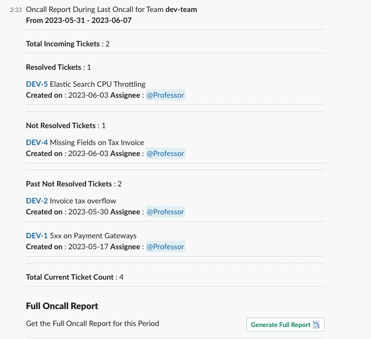 Handover Reports