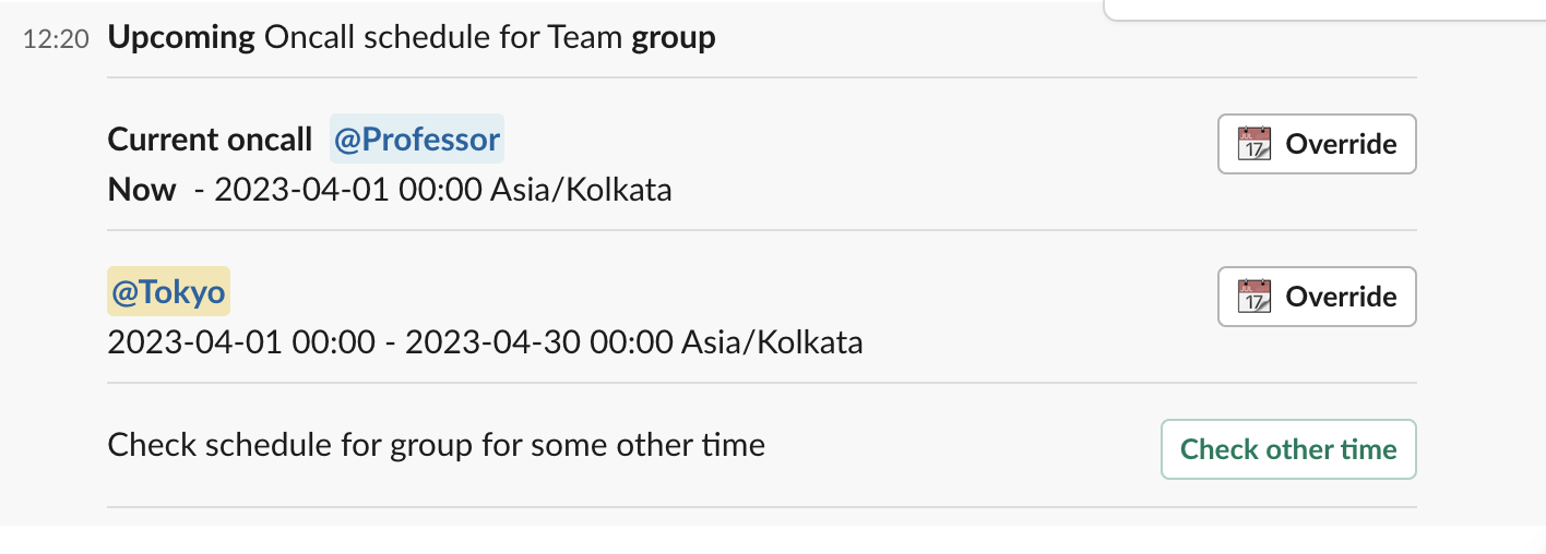 Oncall Schedule