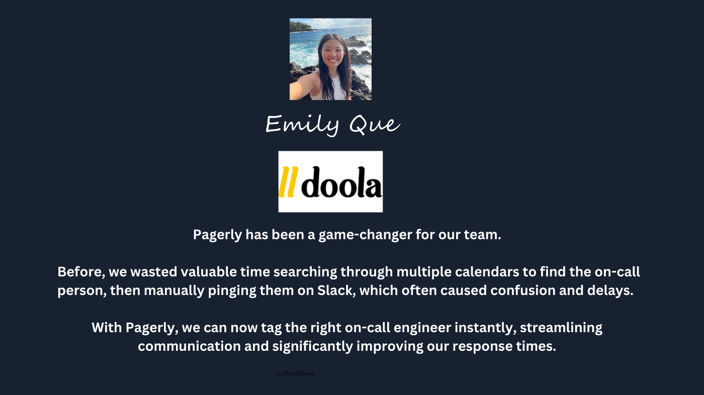 doola on using Pagerly for on-call in Slack